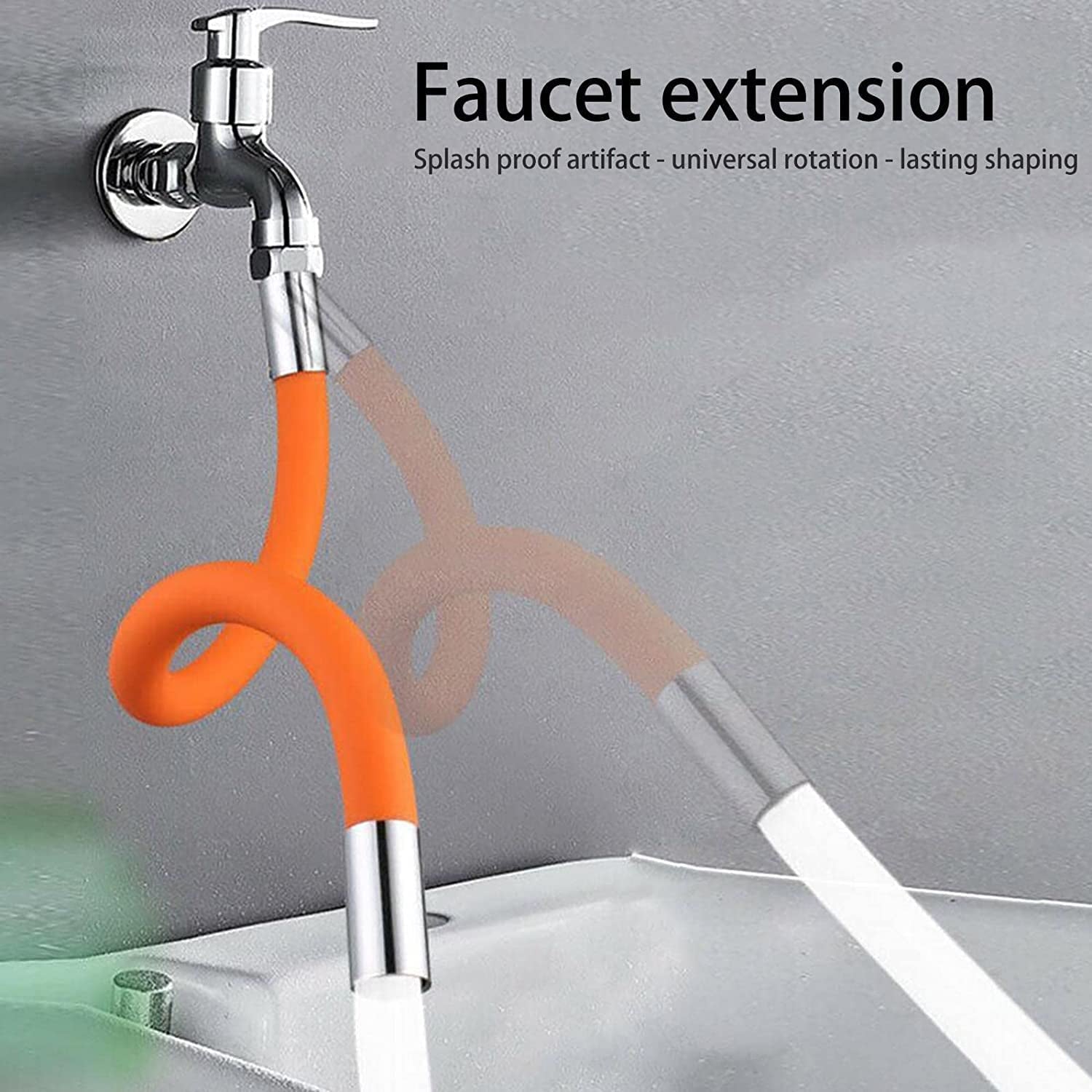 Flexible Water Tap Extender, 360° Bending Faucet Extension Tube with Connector (18cm) Flexible Water Tap Extender, 360° Bending Faucet Extension Tube with Connector (18cm)